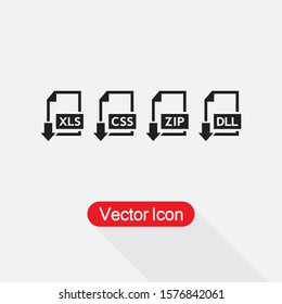 Set of Image File Formats icons Download XLS,CSS,ZIP,DLL File Icons Vector Illustration Eps10