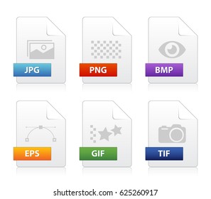 Set of image file type icons