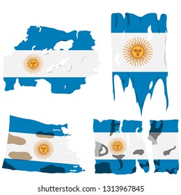Set with the image of the flag of Argentina. Vector isolated on white background.