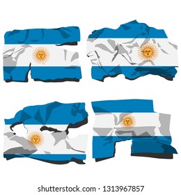 Set with the image of the flag of Argentina. Vector isolated on white background.