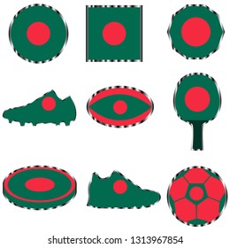 Set with the image of the flag of Bangladesh. Vector isolated on white background.