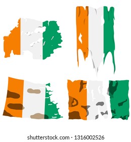 Set with the image of the flag of Cote d'Ivoire. Vector.