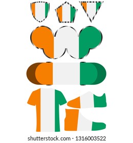 Set with the image of the flag of Cote d'Ivoire. Vector.