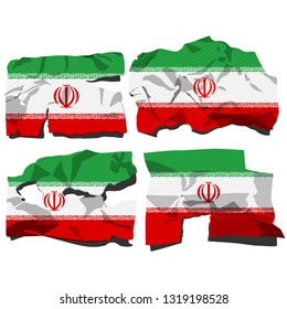 Set with the image of the flag of Iran. Vector isolated on white background.