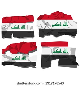 Set with the image of the flag of Iraq. Vector isolated on white background.