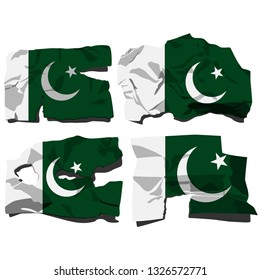 Set with the image of the flag of Pakistan. Vector isolated on white background.