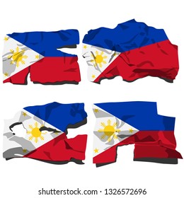 Set with the image of the flag of Philippines. Vector isolated on white background.