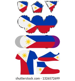 Set with the image of the flag of Philippines. Vector isolated on white background.