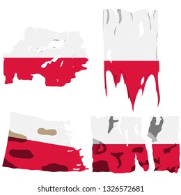 Set with the image of the flag of Poland. Vector isolated on white background.