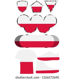 Set with the image of the flag of Poland. Vector isolated on white background.