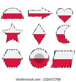 Set with the image of the flag of Poland. Vector isolated on white background.