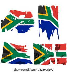 Set with the image of the flag of South Africa. Vector isolated on white background.