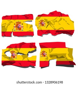 Set with the image of the flag of Spain. Vector isolated on white background.