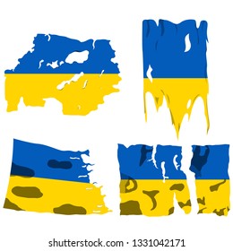 Set with the image of the flag of Ukraine. Vector.