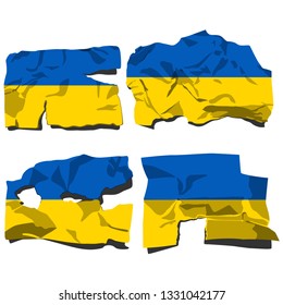 Set with the image of the flag of Ukraine. Vector.