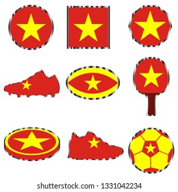 Set with the image of the flag of Vietnam. Vector isolated on white background.