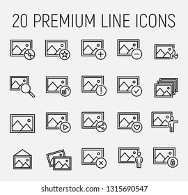 Set of image icons in modern thin line style. High quality black outline picture symbols for web site design and mobile apps. Simple linear image pictograms on a white background. 