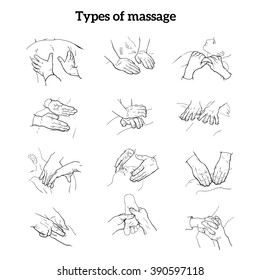 Set with image of massage. Relaxing therapy,  vector icons illustration