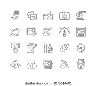 Set of Image outline icons isolated on white background.