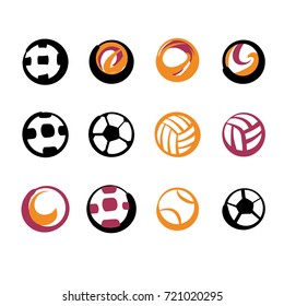 Set of image soccer and football ball for sport hobby, challenge, championship isolate on white background. Vector illustration.  