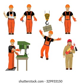 Set with the image of workers in different occupations