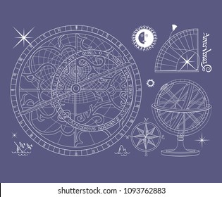 Set of images of ancient astronomical instruments