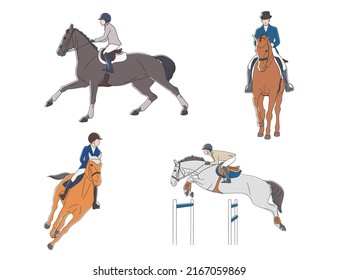 Set Images Athletes Horses Equestrian Sports Stock Vector (Royalty Free ...