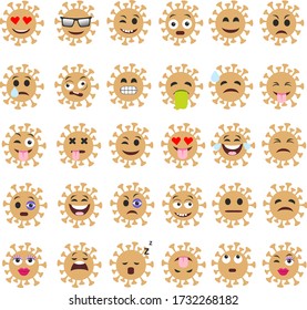 un conjunto de imágenes de bacterias con emociones en un diseño plano. un conjunto de emoticonos bacterianos con diferentes expresiones faciales