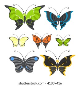 set of images of beautiful butterflies