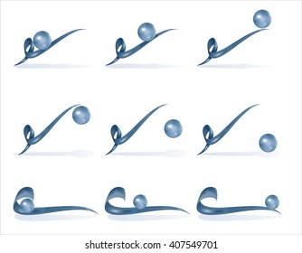  A set of images with a blue ball at various stages of movement or falling.