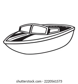 A set of images of boats from different angles. Outline set of vector icons of boats for web design isolated on white background
