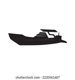 A set of images of boats from different angles. Outline set of vector icons of boats for web design isolated on white background