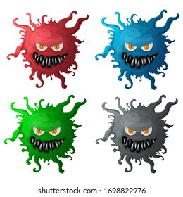 Set of images of coronavirus evil emoticons