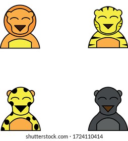 
Set of images of cute wild cats. Includes lion, tiger, panther and cheetah.