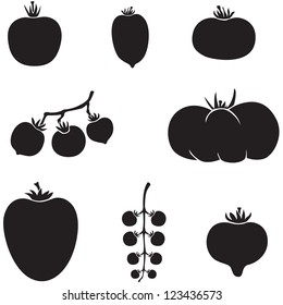 A set of images of different varieties of tomatoes