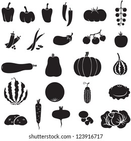 A set of images of different vegetables