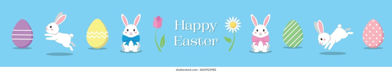 Conjunto de Imágenes huevos de Pascua y conejos
