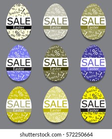 A set of images of eggs for processing sales for Easter. Vector illustration.