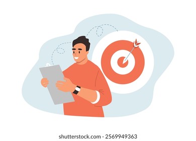 set of images in flat style on the theme of business, time management, goals