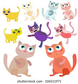A set of images of funny cats.