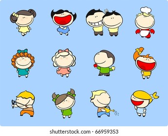 Set of images of funny kids #36, signs of the zodiac theme