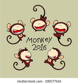 Set of images of funny kids #80, Monkey Zodiac sign