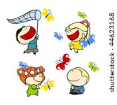 set of images of funny kids on a white background #9, butterflies theme