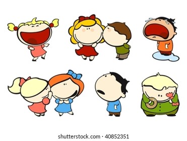 set of images of funny kids on a white background #2, love theme