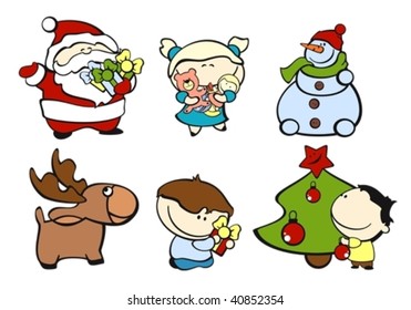 set of images of funny kids on a white background #3, christmas theme