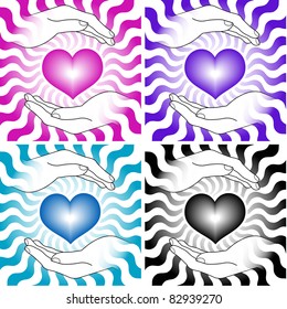 set of images of hearts with hands