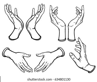 Set images human hands