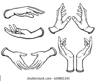 Set images human hands