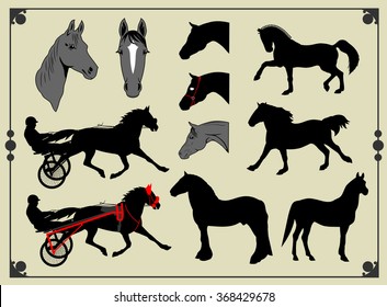 a set of images (icons) horses