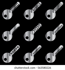 Set of images of keys for use in different types of cards, brochures, books, business cards, invitations, logos, symbols